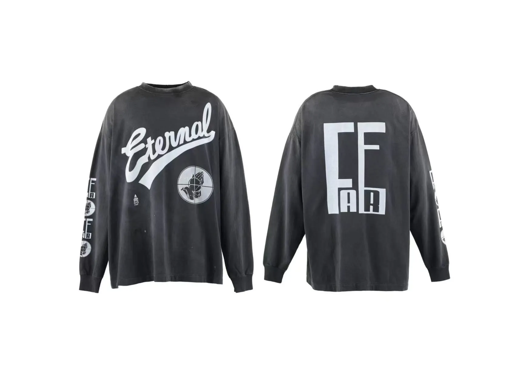 Spot ST446 style washed black P170 Saint Michael 25SS joint model Fear of God "Eternal FG Longsleeve" washed distressed destroyed long-sleeved T-shirt men's size S-M-L-XL
